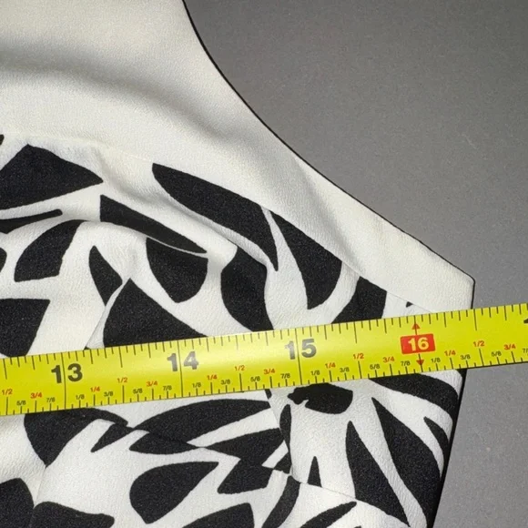 Elle White & Black Floral A Line Polyester Print Dress Pink Belt Size 6 NWT - Picture 10 of 10